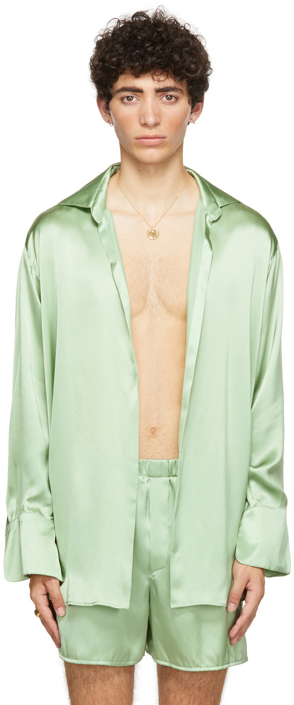 Ludovic de Saint Sernin Green Silk Go To Shirt Ludovic de Saint Sernin