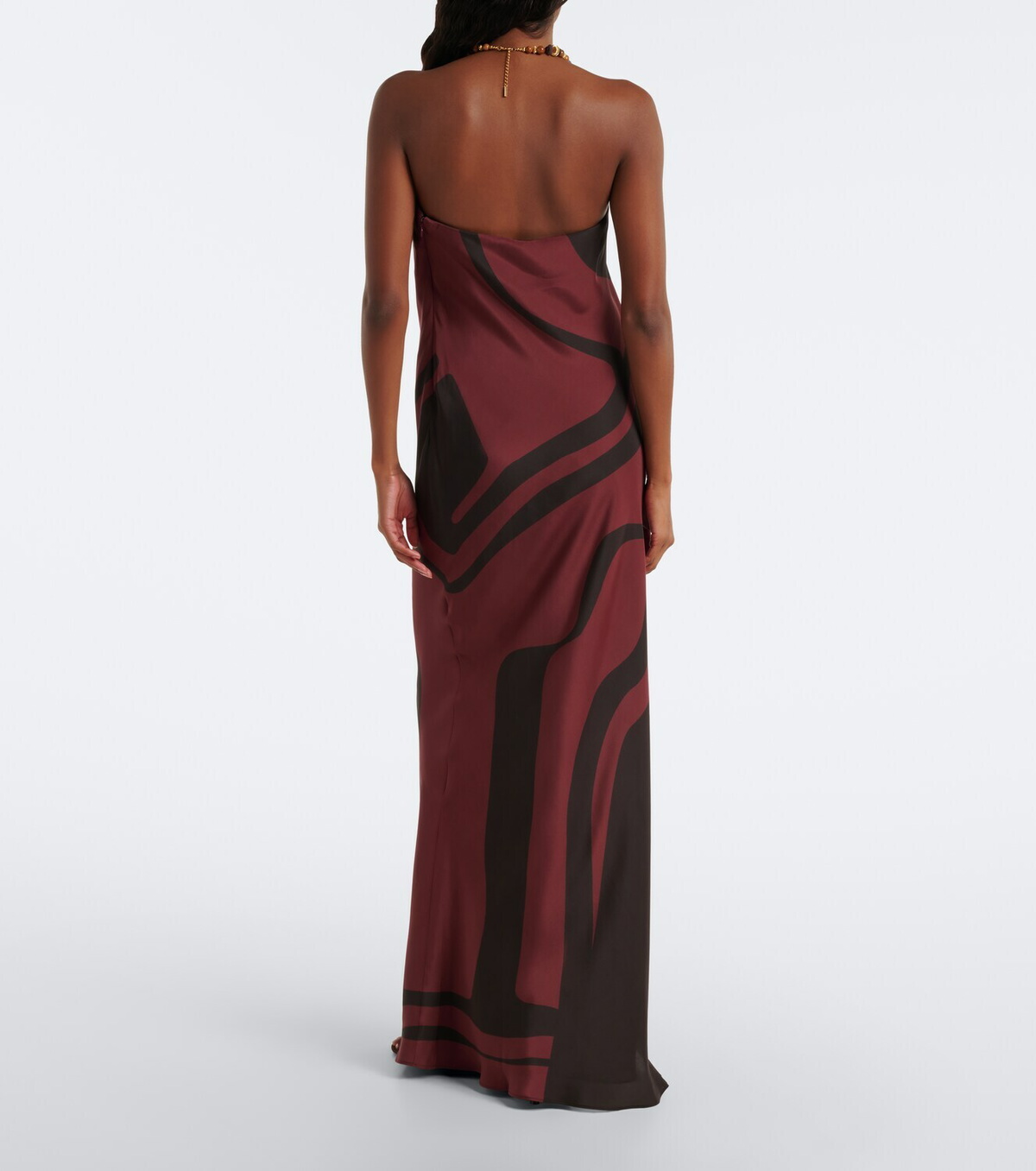 SIR Printed silk satin maxi dress