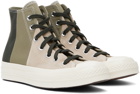 Converse Beige & Khaki Chuck 70 Patchwork Suede High Top Sneakers