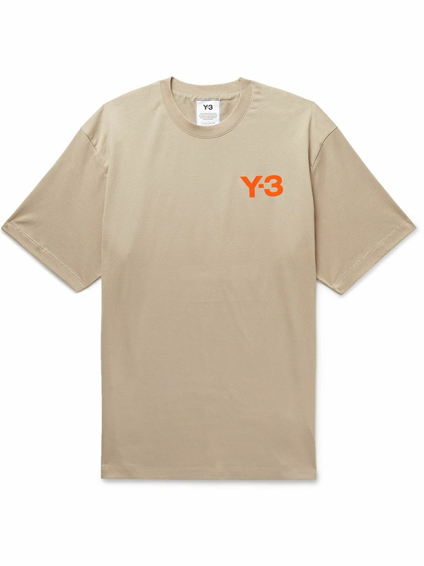 Photo: Y-3 - Logo-Appliquéd Stretch-Cotton Jersey T-Shirt - Neutrals