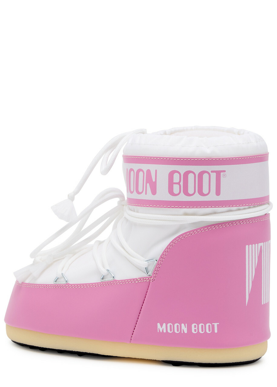 Moon Boot Icon Padded Nylon Snow Boots Pink And White 3638 (IT36 38 / UK3