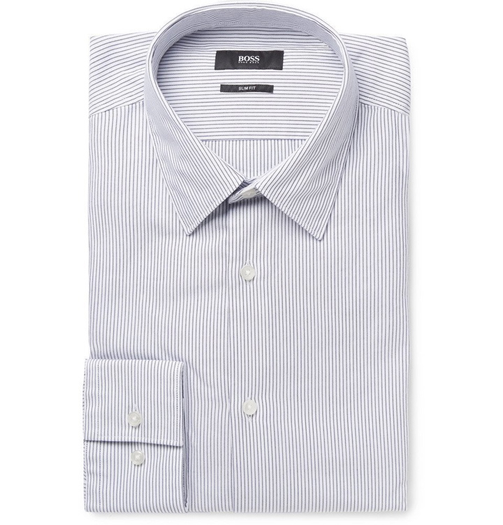 Photo: Hugo Boss - White Jack Slim-Fit Pinstriped Cotton-Oxford Shirt - Men - White
