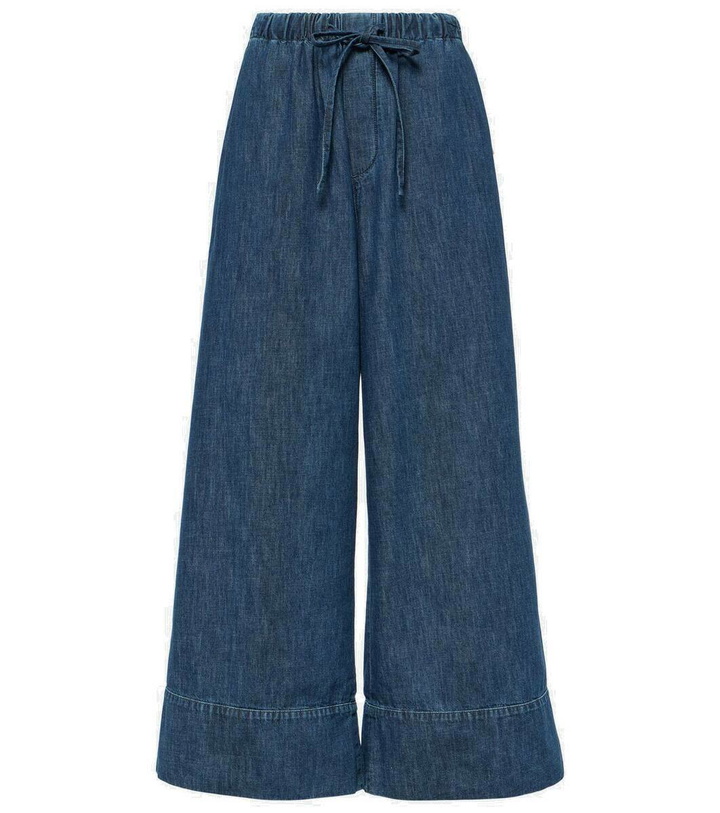 Photo: Valentino High-rise chambray wide-leg jeans