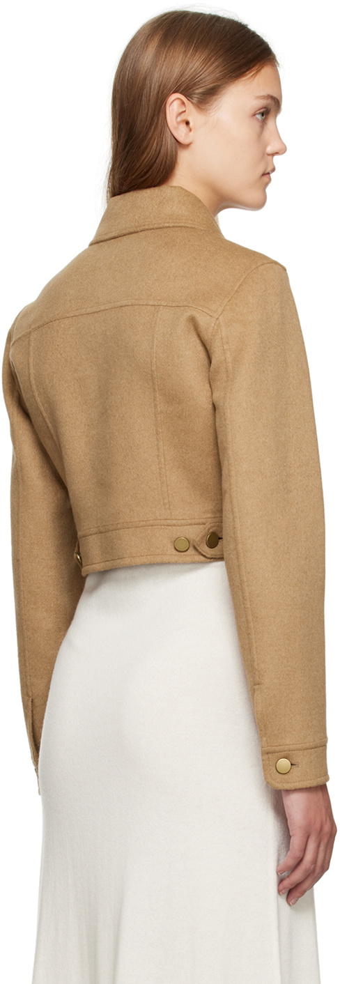 Max Mara Tan Cropped Biker Jacket