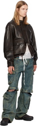 Andersson Bell Brown Quilted Bomber Leather Jacket