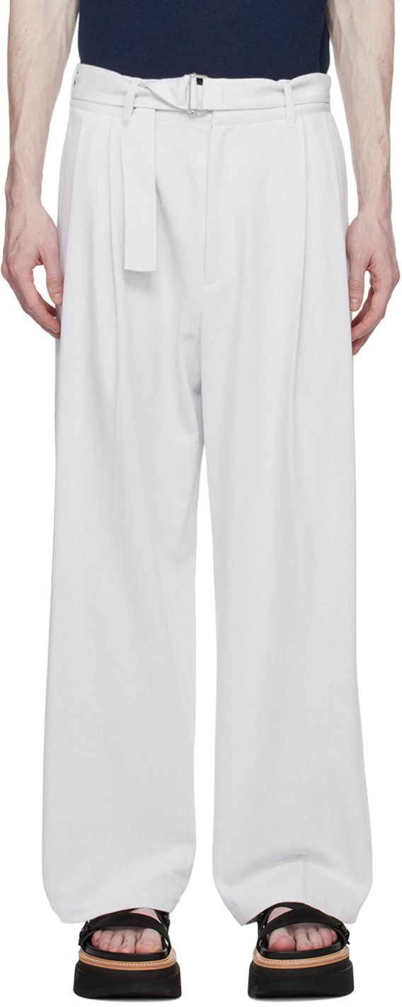 Céline Straight-Leg Belted Trousers in White — UFO No More
