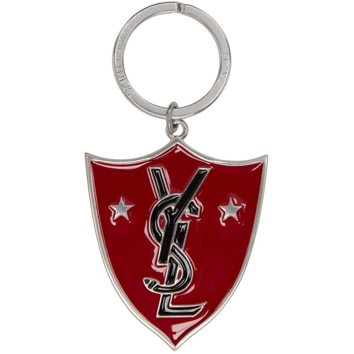 Photo: Saint Laurent Black and Red Shield Logo Keychain