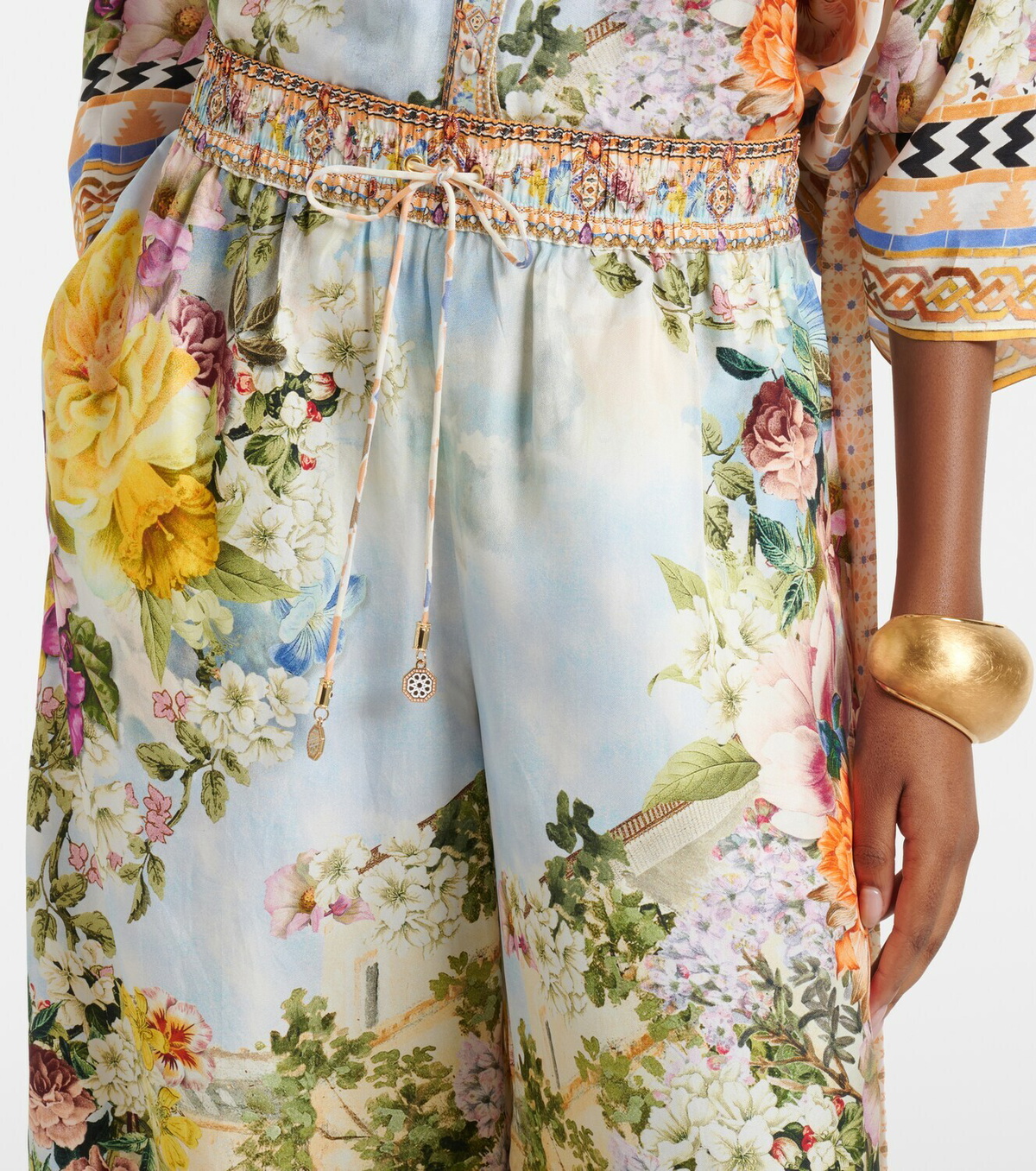 Camilla Printed silk wide-leg pants