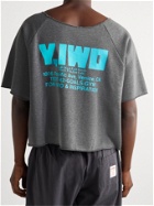 Y,IWO - Beach Printed Cotton-Blend Jersey T-Shirt - Gray