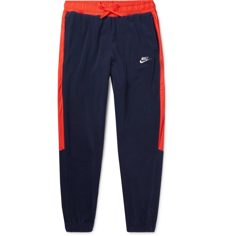 Photo: Nike - Tapered Shell-Trimmed Fleece Sweatpants - Men - Navy