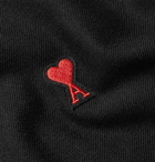 AMI - Slim-Fit Logo-Appliquéd Cotton-Blend Bomber Jacket - Black