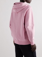 AMI PARIS - Logo-Embroidered Organic Cotton-Jersey Hoodie - Pink