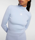 Courrèges Logo ribbed-knit turtleneck sweater