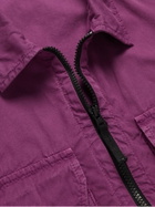 Stone Island - Logo-Appliquéd Garment-Dyed Cotton-Twill Overshirt - Purple
