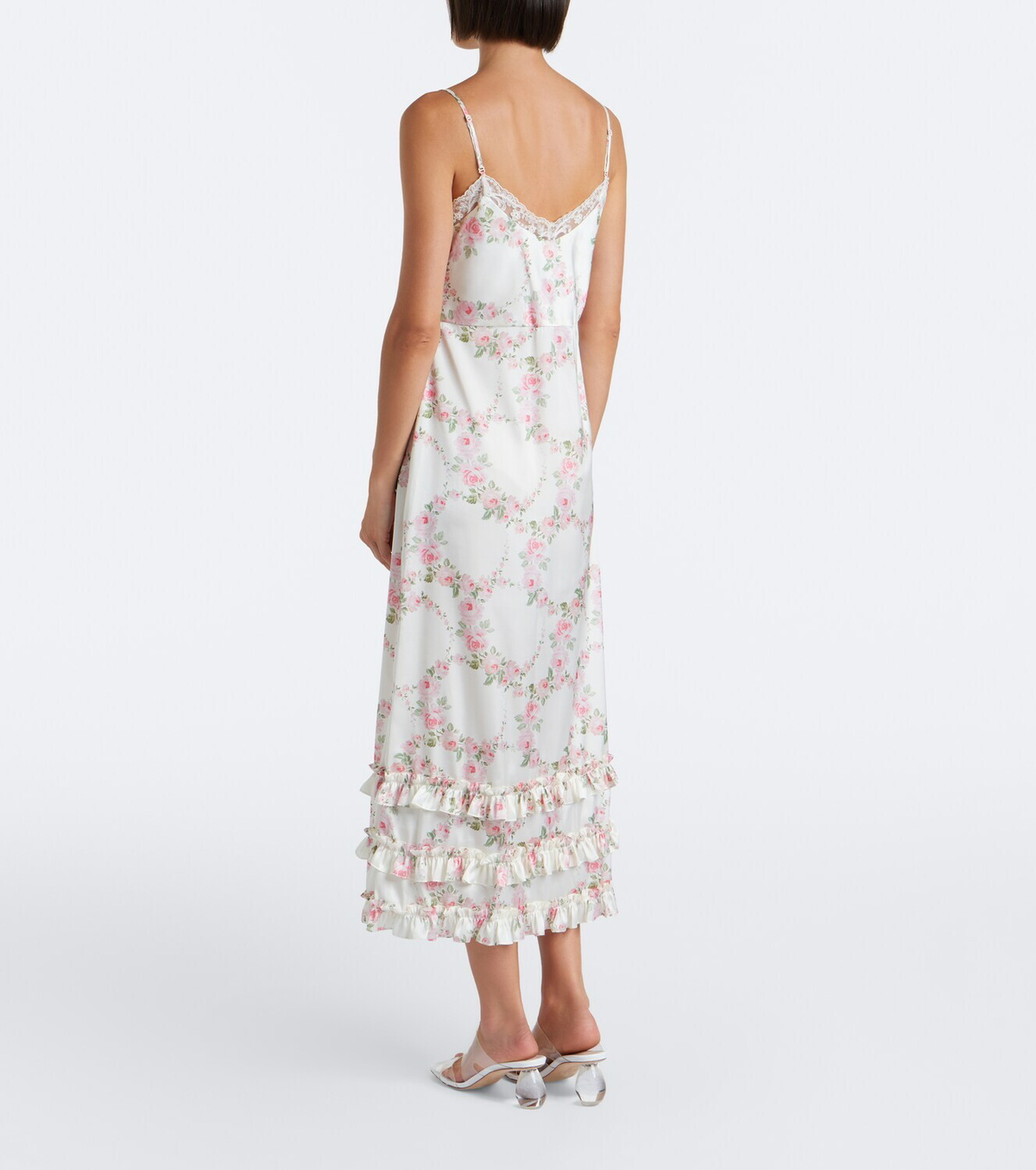 Simone Rocha Floral lace-trimmed satin slip dress