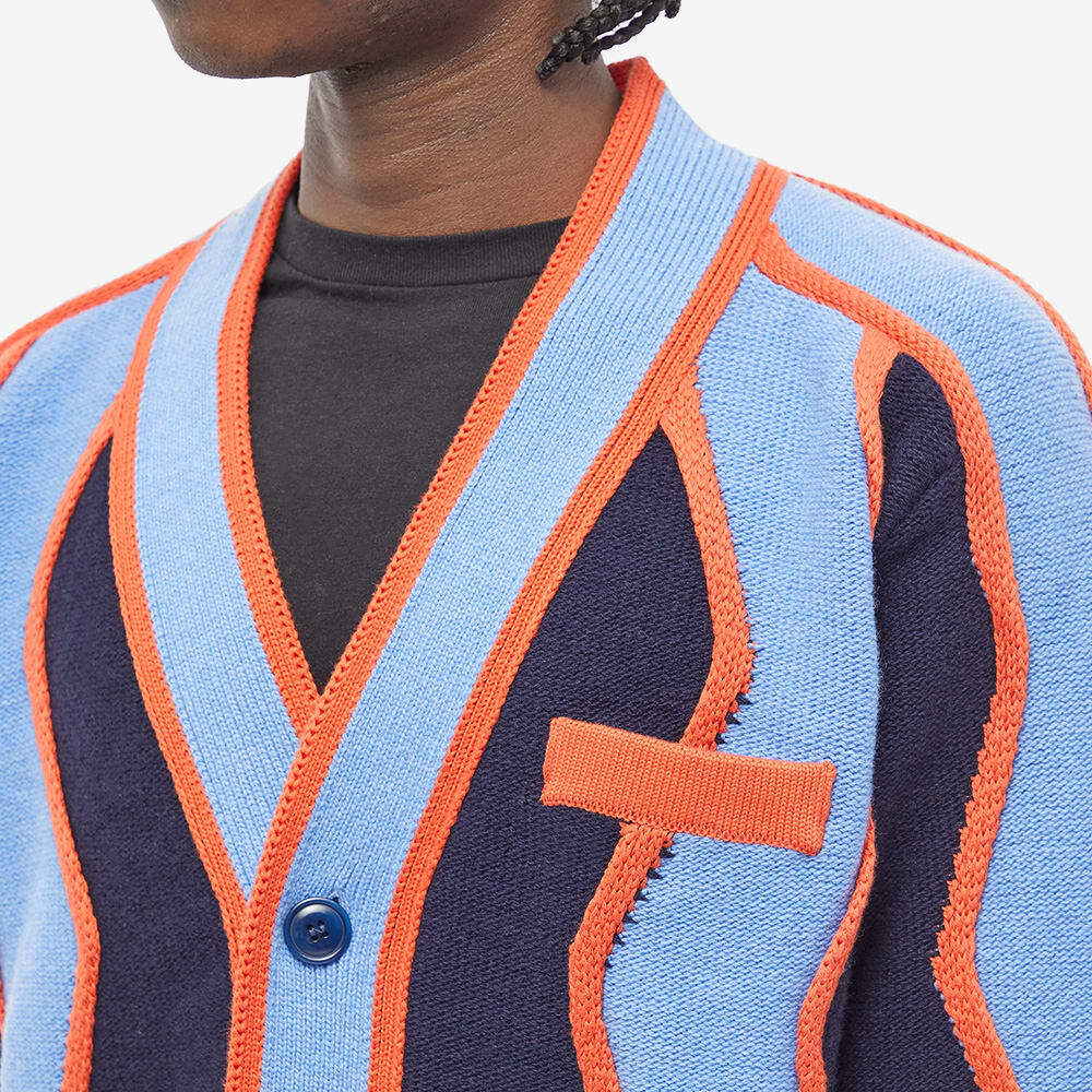 Kenzo Sweater Womens Large Wavy Stripe Cardigan Purple