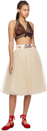 Bode Beige Sunset Lily Midi Skirt