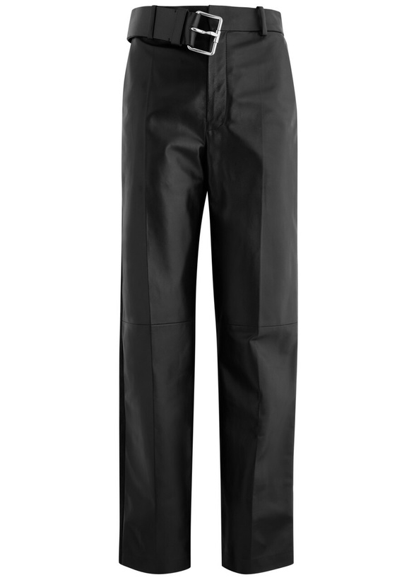 Photo: Loewe Womens Belted Black Leather Trousers, Straight Leg, UK10/S