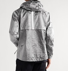 Nike - Sportswear Tech Pack Grosgrain-Trimmed Logo-Print Metallic Crinkled-Nylon Hooded Jacket - Gray