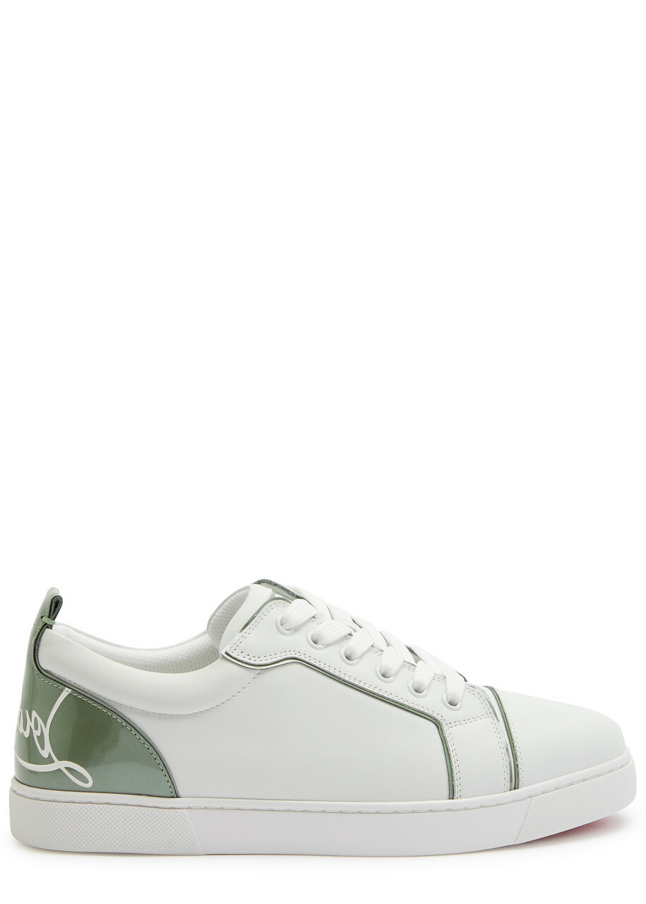 Christian Louboutin Fun Louise Junior Panelled Leather Sneakers White And Green
