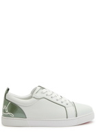 Christian Louboutin Fun Louise Junior Panelled Leather Sneakers White And Green