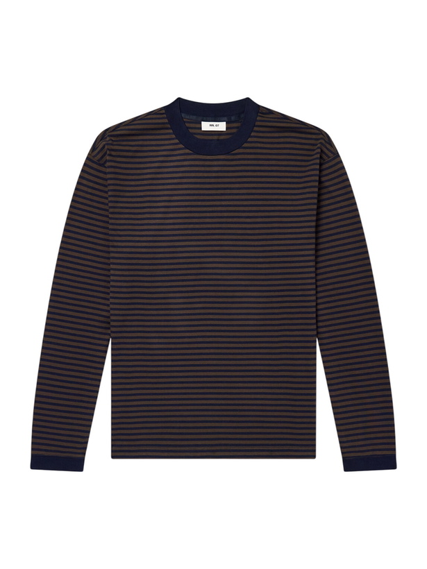 Photo: NN07 - Lionel 30040 Striped Organic Cotton-Jersey T-Shirt - Blue