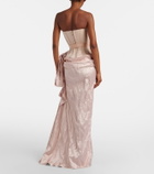 Erdem Floral-appliqué draped satin gown