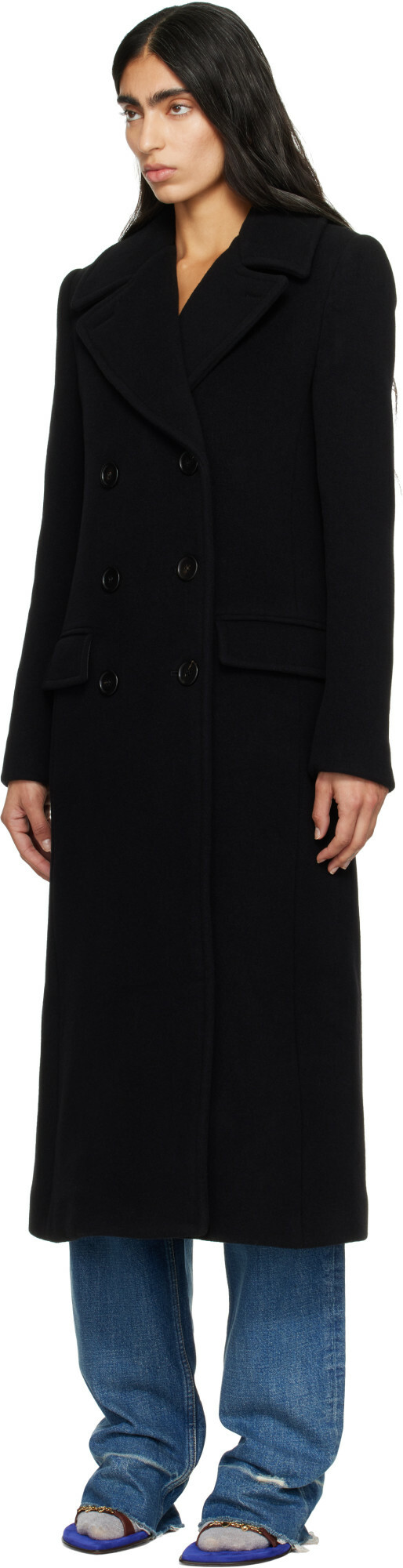 Chloé Black Long Double-Breasted Coat