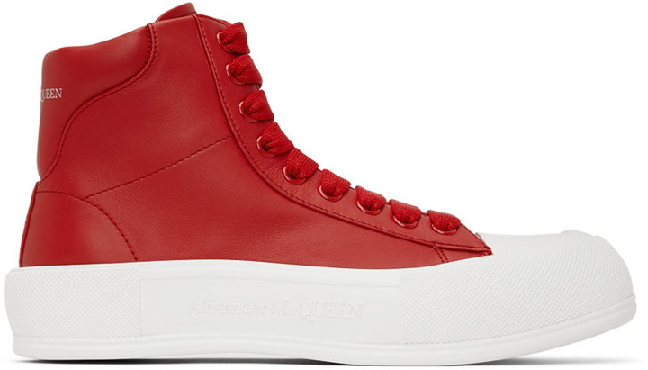 Photo: Alexander McQueen Red Deck Plimsoll High-Top Sneakers