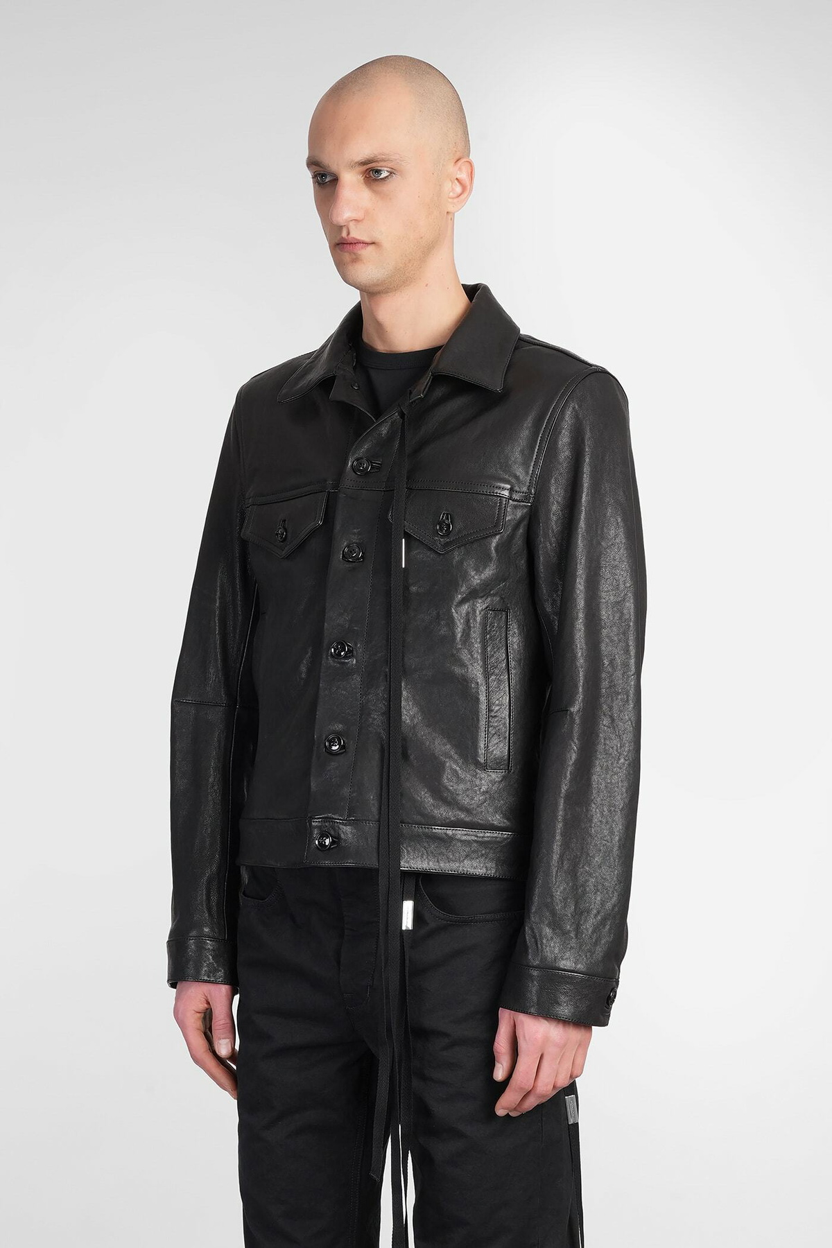 Ann Demeulemeester Ebbe Leather Jacket In Black Leather Ann 