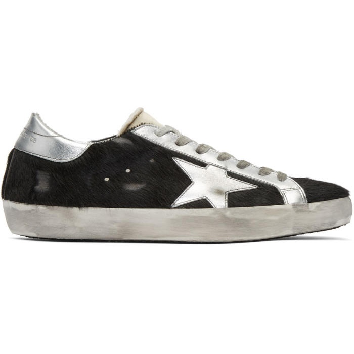 Photo: Golden Goose Black and Silver Horsy Superstar Sneakers 
