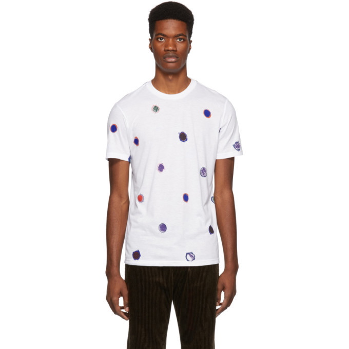 Photo: PS by Paul Smith White Scribble Dot T-Shirt