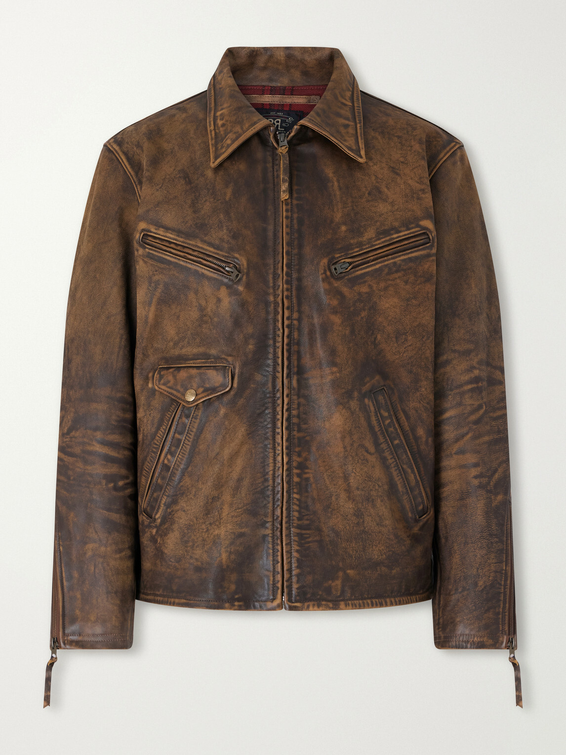 RRL - Distressed Leather Jacket - Brown