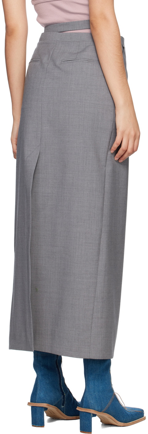 SRVC Gray Wrap Midi Skirt
