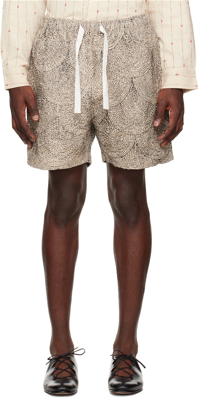 Photo: Karu Research Off-White Kantha Embroidery Shorts