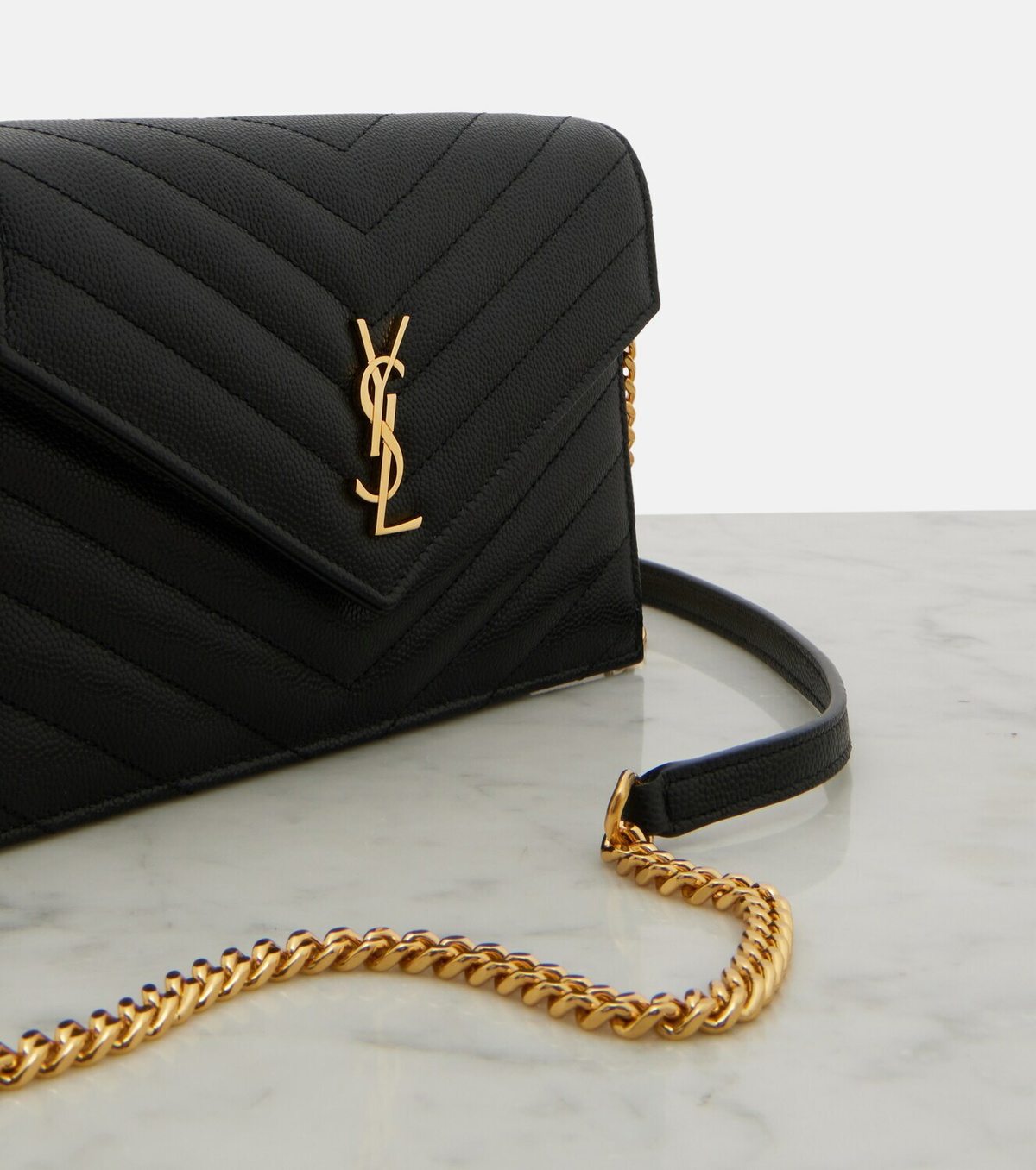 Saint Laurent Cassandre leather wallet on chain