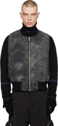 FFFPOSTALSERVICE Black Garment Dye Wash MA-1 Bomber Vest