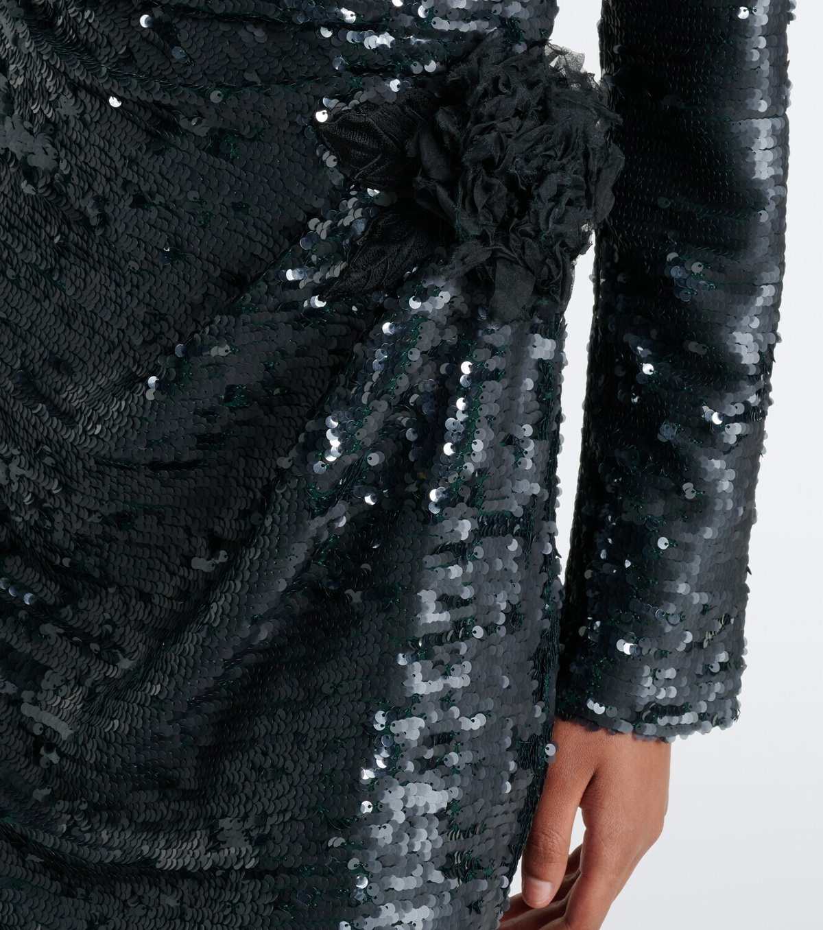 Erdem Draped floral-appliqué sequined gown