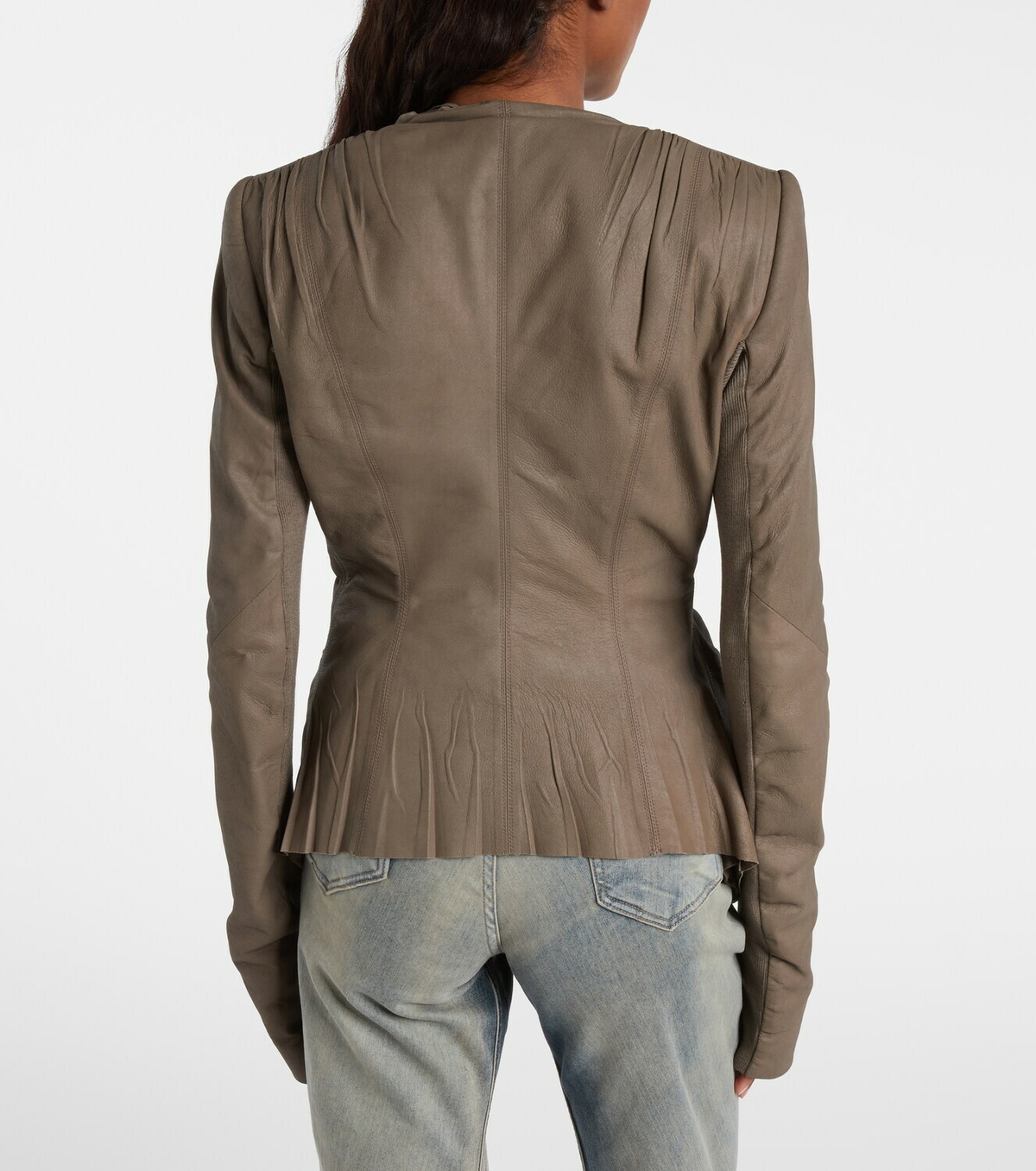 Rick Owens Hollywood virgin wool-trimmed leather blazer