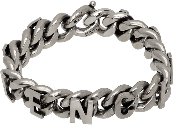 Photo: Balenciaga Gunmetal Chain Logo Bracelet