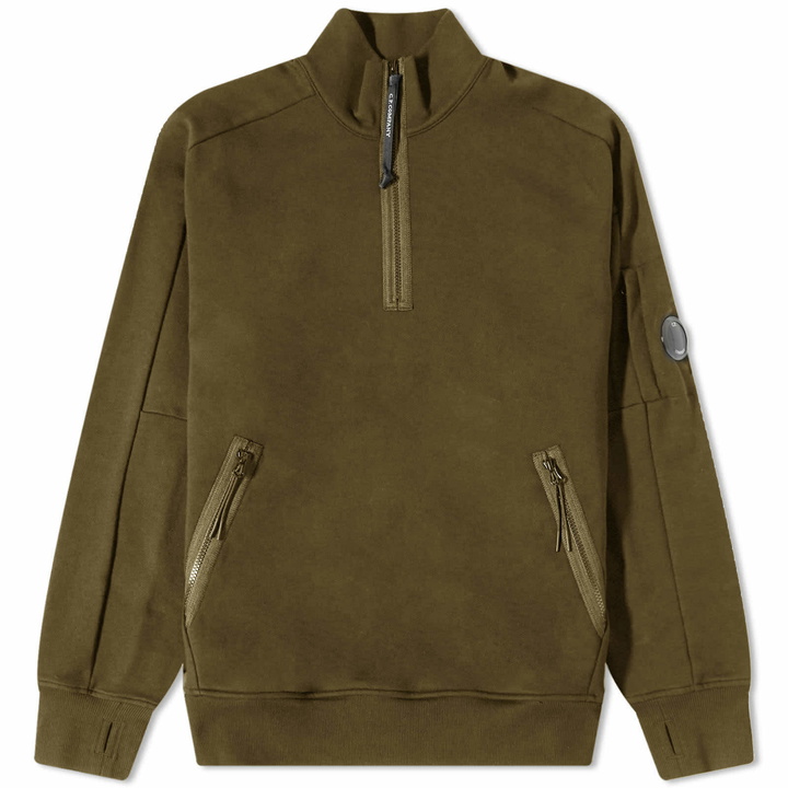 Photo: C.P. Company Men's Lens Detail Quarter Zip Sweat in Ivy Green