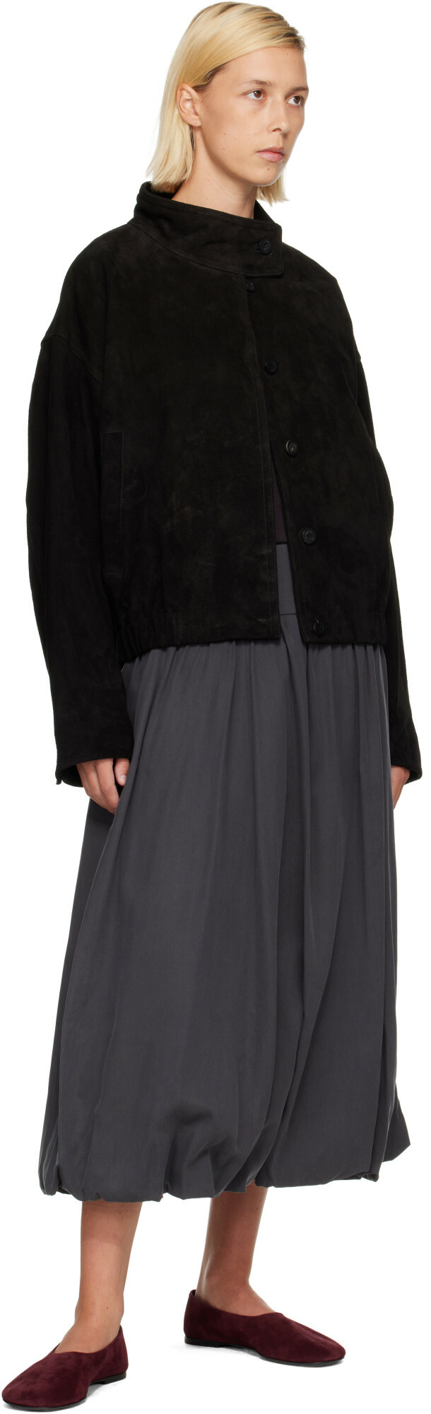 LE17SEPTEMBRE Gray Fluid Balloon Midi Skirt