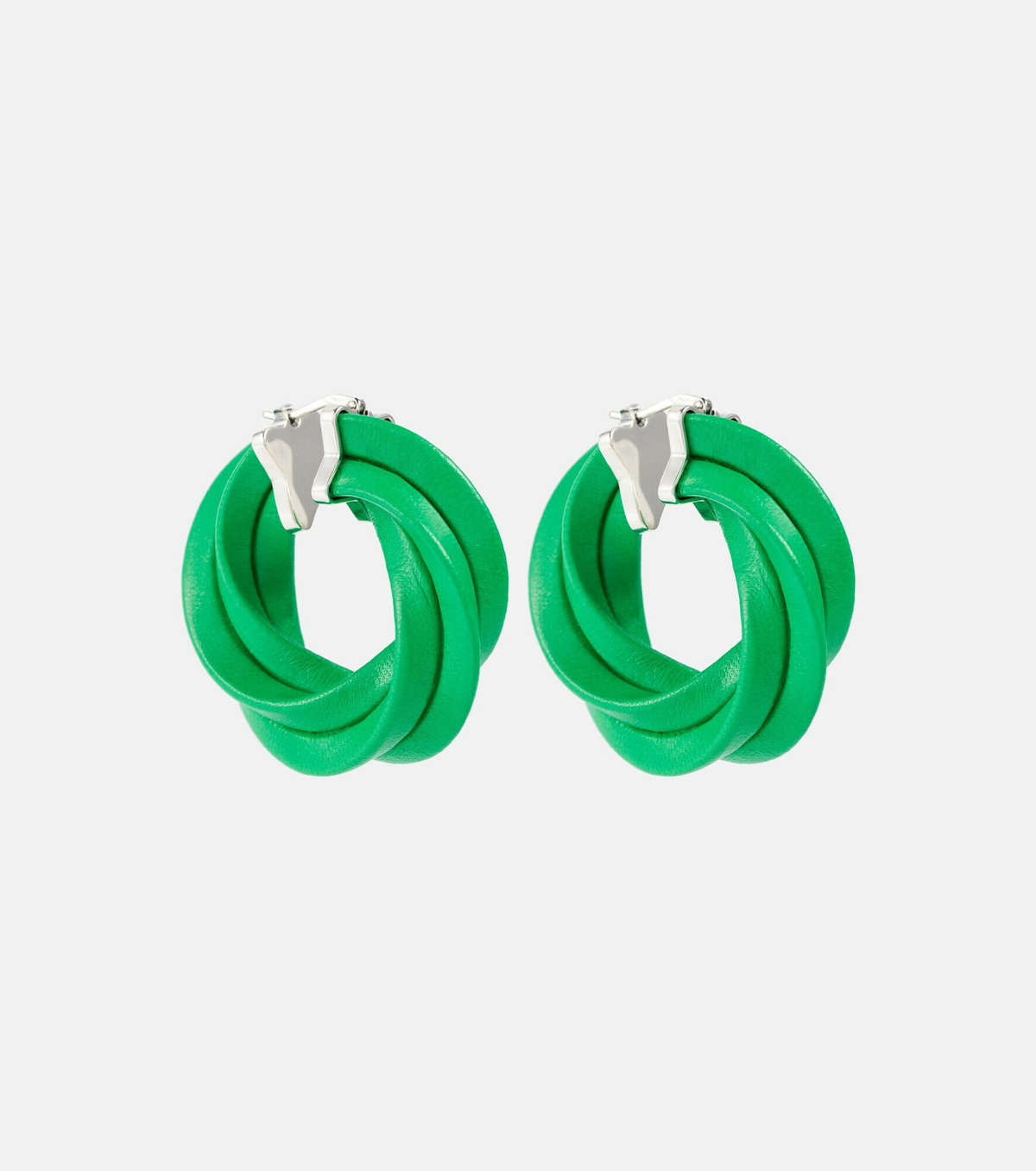 Bottega Veneta twist triangle hoop earrings - Green