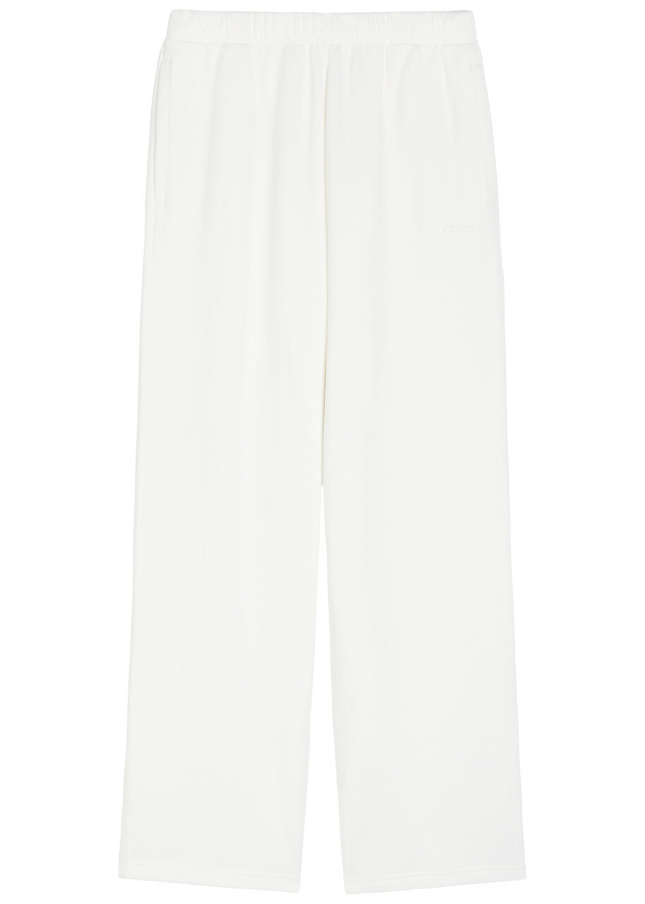 Skims Logo Straight-leg Cotton-blend Sweatpants Off White