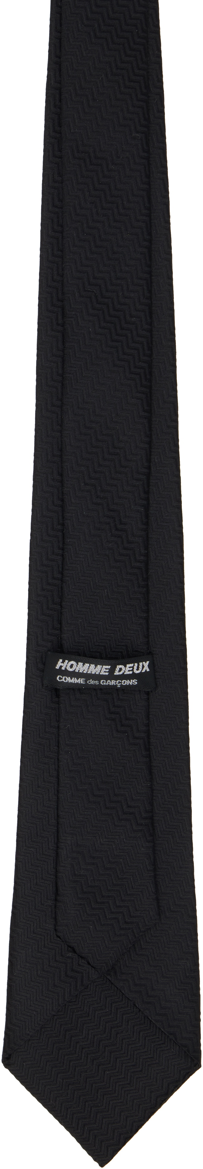 Comme des Garçons Homme Deux Black Silk Herringbone Tie