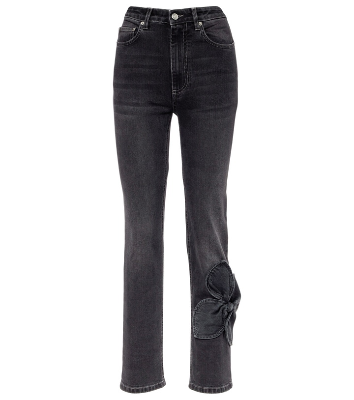Photo: Area Bow-detail cropped straight jeans