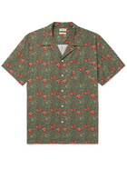 De Bonne Facture - Convertible-Collar Floral-Print Cotton-Voile Shirt - Green