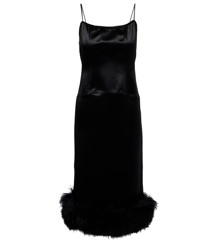Photo: Jacques Wei Shearling-trimmed satin slip dress