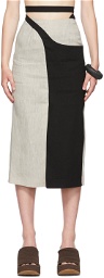 Vejas Beige & Black Apron Skirt