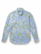 TOM FORD - Button-Down Collar Floral-Print Lyocell-Blend Shirt - Blue